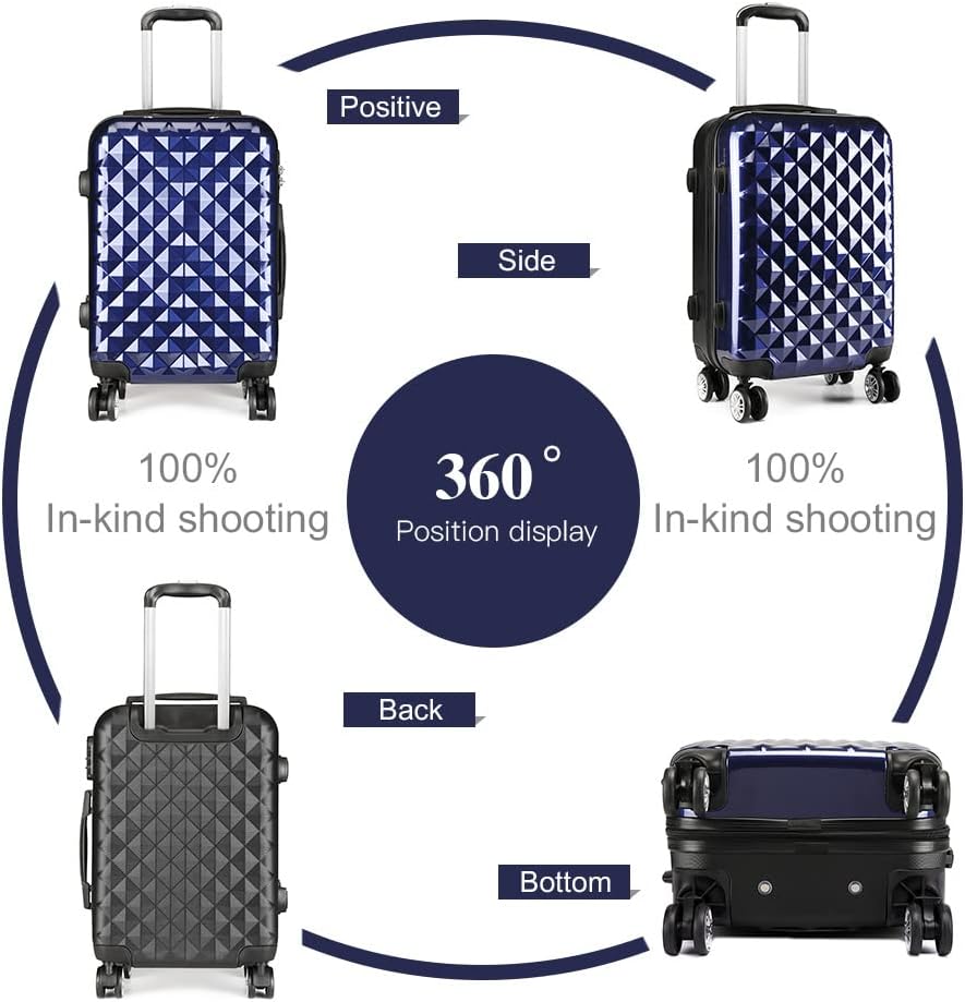 KONO Kabinenkoffer Handgepäck Reisekoffer Dunkelblau-upgrade S, Dunkelblau-upgrade S