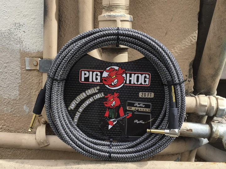 Pig Hog Gitarren-Instrumentenkabel, rechtwinklig, 6,35 mm auf 6,35 mm Verstärkergrill 20 feet Verstä