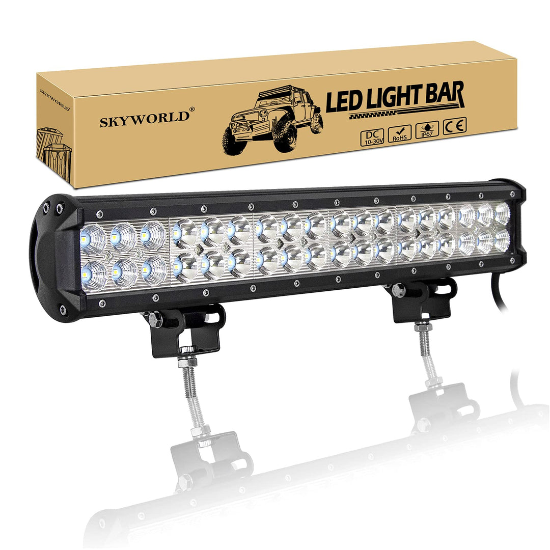 SKYWORLD led zusatzscheinwerfer bar, Zweireihiges wasserdicht 18 Zoll 45cm 108W Scheinwerfer Flutlic