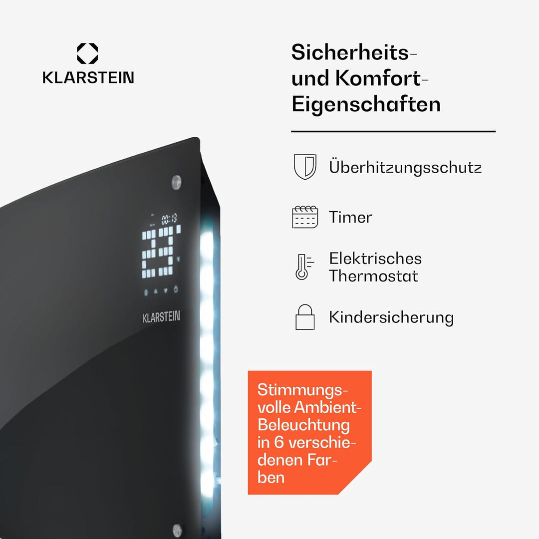Klarstein Elektroheizung, Konvektor- Freistehend oder Wandmontage, Mobile Elektroheizung Energiespar