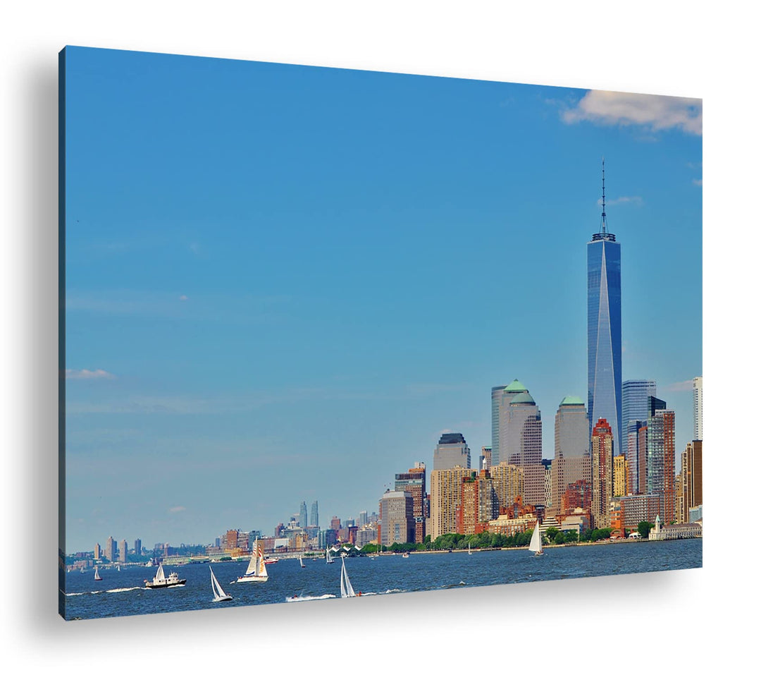 deyoli Manhattan bei Tageslicht im Format: 80x60 als Leinwandbild, Motiv fertig gerahmt auf Echtholz