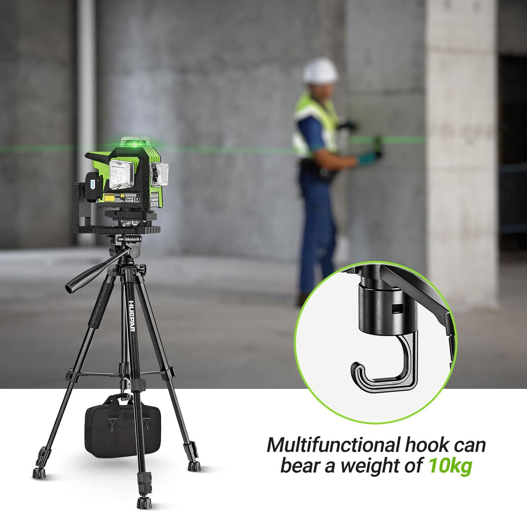 Huepar Professionelles Baustativ für Laser und Kameras, 146 cm verstellbar für Hochleistungslaser, P