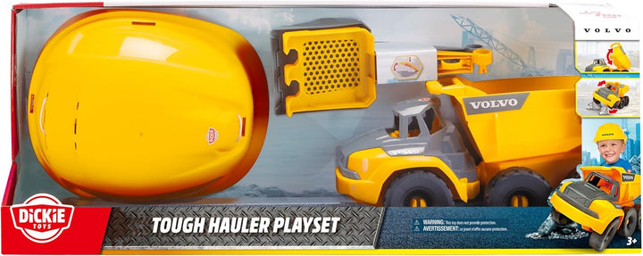 Dickie Toys - Volvo Baustellen-Set Tough Hauler (4-TLG.) - grosser Spielzeug-Muldenkipper (26 cm) mi