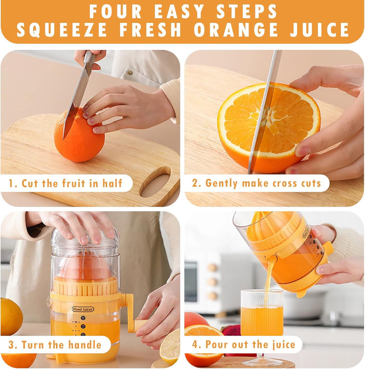 Juicer Machine Saftpresse Manuell 2-in-1 Zitronen-Orangen-Zitruspresse mit Deckel und Griff citrus j