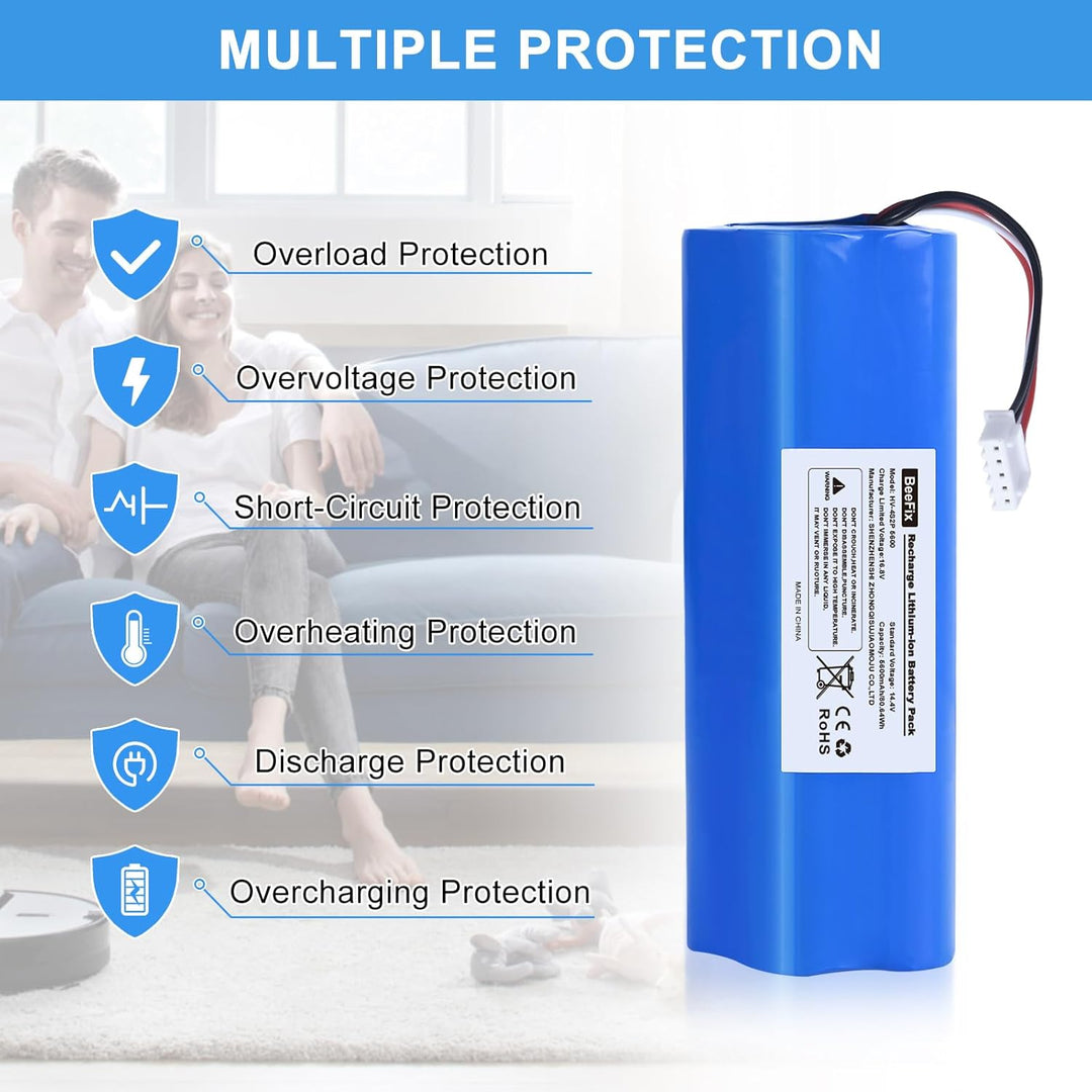 Beefix 5600mAh Akku für Ecovacs Deebot Ozmo T8, T8+, T8+ DLX11-54 Staubsauger Roboter 14.4V Li-ion E