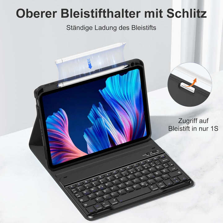 Hülle mit Tastatur für iPad Air 11 Zoll M3 2025 M2 2024/Air 5 Generation 2022 4 Gen 2020 10,9 Zoll,