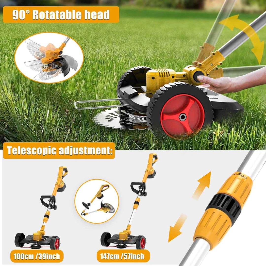 Rasentrimmer mit Akku und Unkrautbürste, Akku Rasentrimmer für Makita-Akkus mit 4 Klingentypen und 2