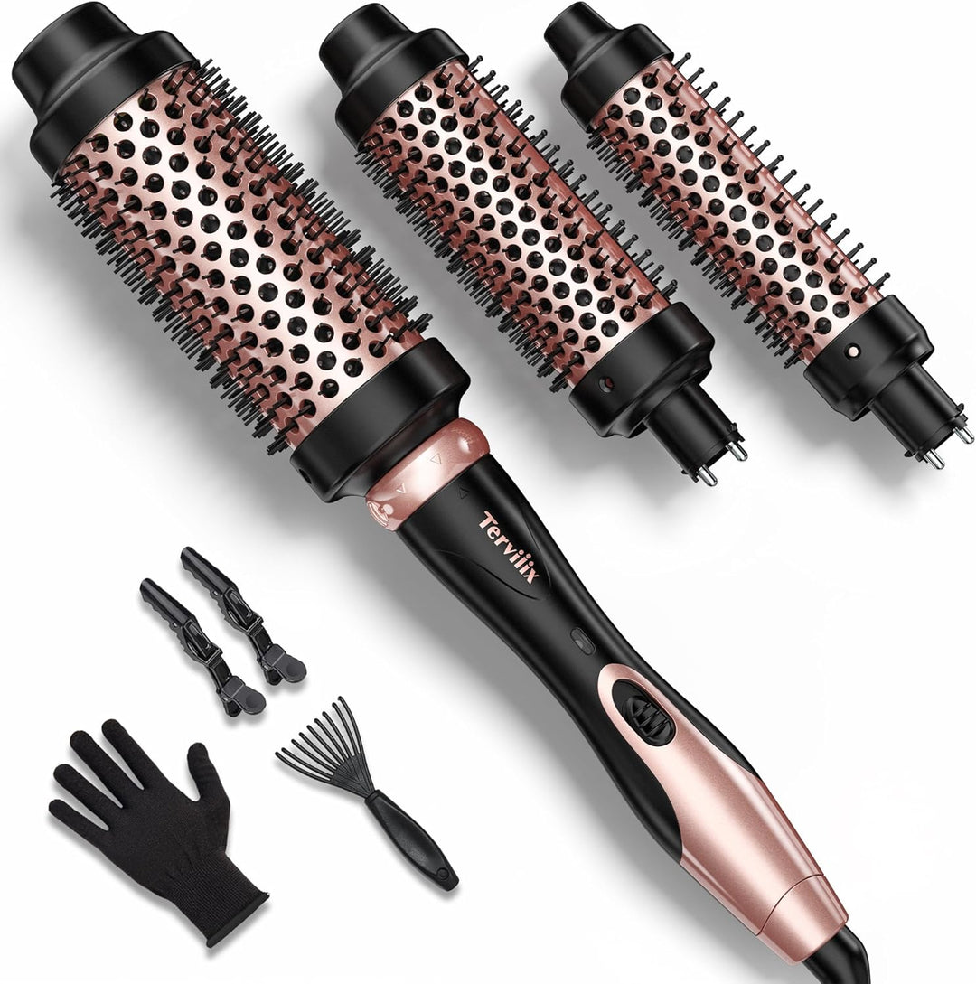 Terviiix Thermal Brush Set 3-in-1, One Temp 200℃ Heisse Bürste für mittleres bis dickes und grobes H