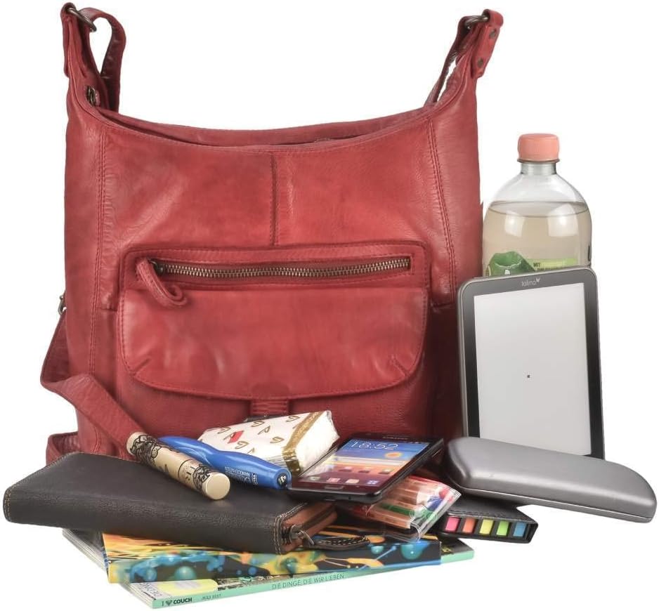 Bear Design Damen Tasche Ledertasche Umhängetasche Schultertasche rot