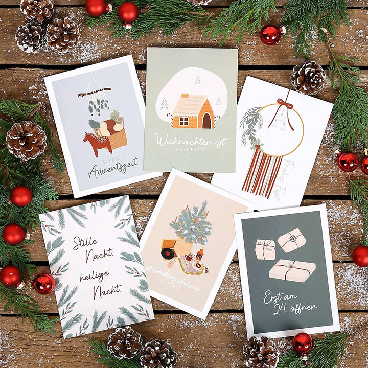Papierdrachen Geschenktüten Weihnachten gross - 6 Stück - pastell - Scandi-Stil - 22×18×8 cm - inkl.