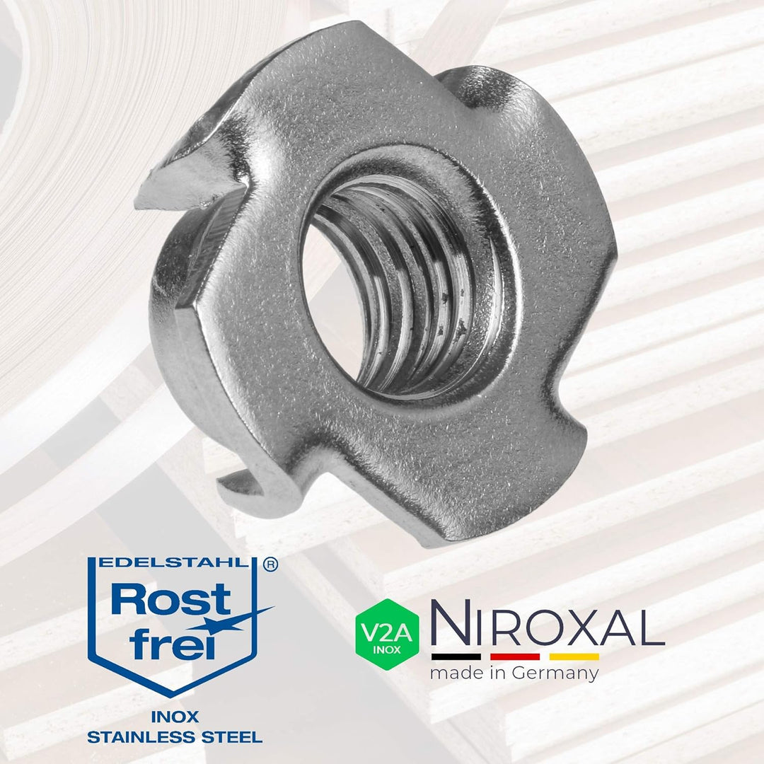 Einschlagmuttern M10 Edelstahl 100 Stück Einschlagmutter V2A mit 4 Einschlagspitzen metrischem Gewin