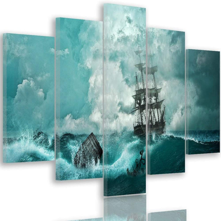 Feeby. Leinwandbild - 5 Teile - Bilder, Wand Bild, Wandbilder, Kunstdruck XXL, 5-Teilig, Typ A, 150x