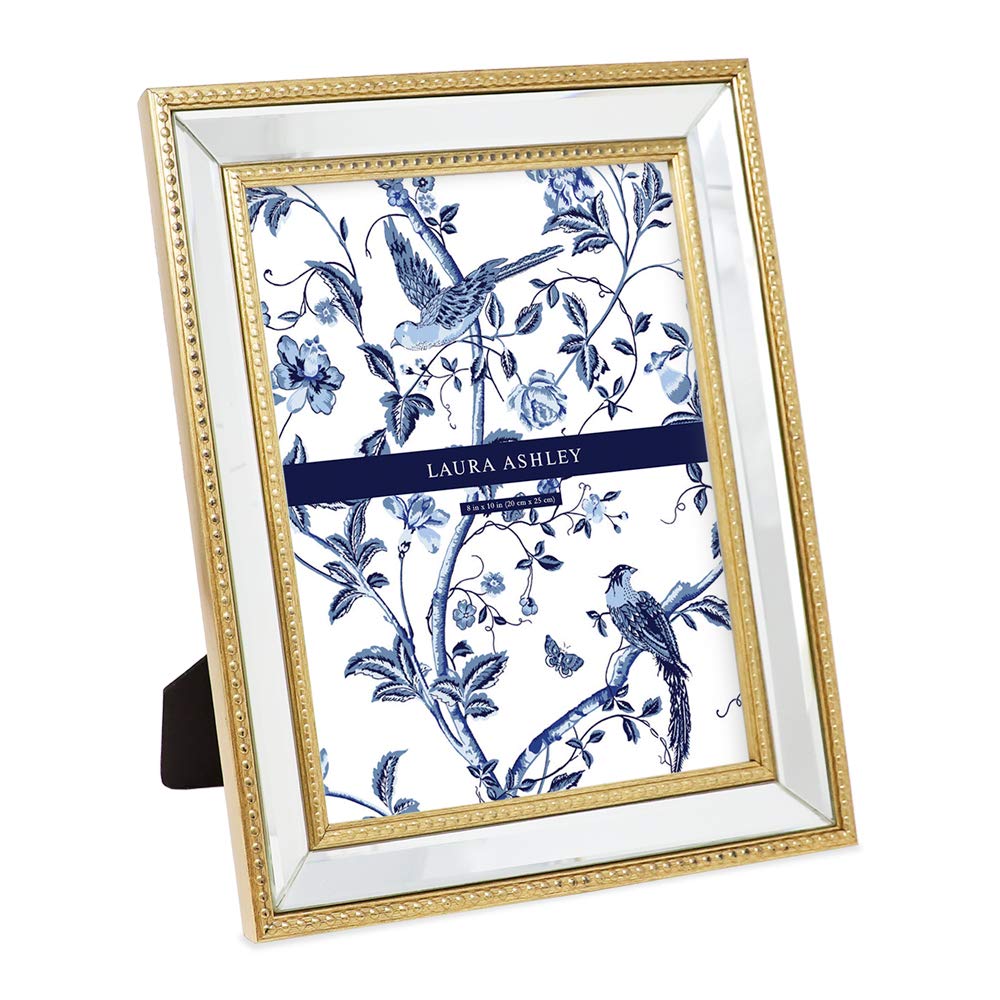 Laura Ashley Bilderrahmen, 20,3 x 25,4 cm, goldfarben, verspiegelt, mit Perlenrand, zur Wandmontage,