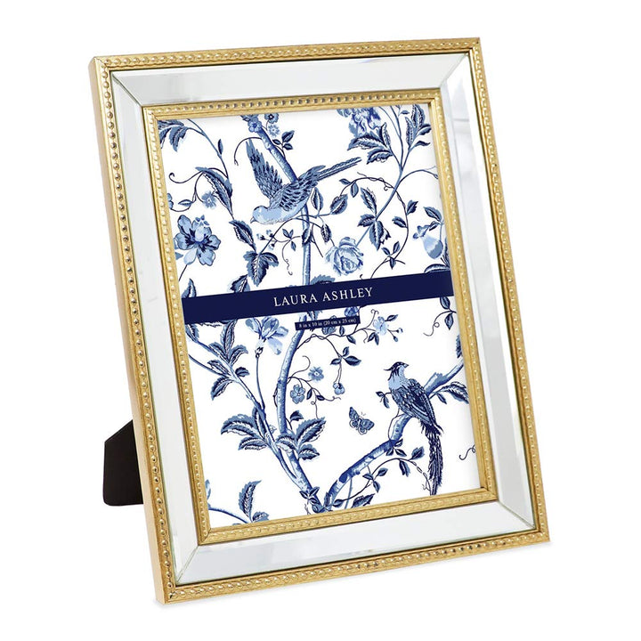 Laura Ashley Bilderrahmen, 20,3 x 25,4 cm, goldfarben, verspiegelt, mit Perlenrand, zur Wandmontage,