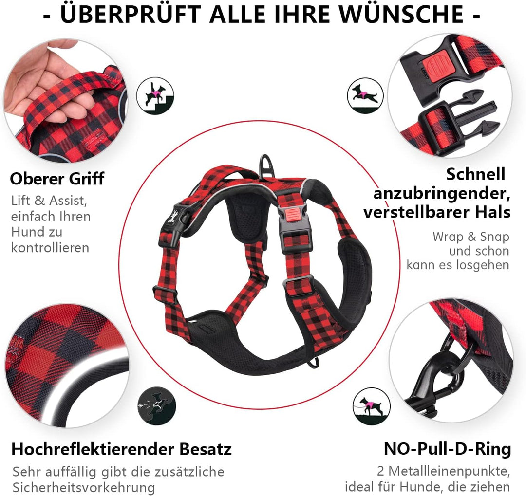 PoyPet Keine Pull Hundegeschirr Front Reflektierende Pet Weste für Hunde mit Einfache Kontrolle Grif