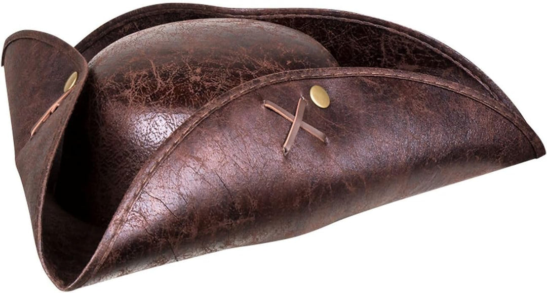 Boland 81940 - Hut Piratin Valerie, Lederoptik, Braun, Pirat, Seeräuber, Dreispitz, Kostüm, Karneval
