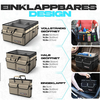 FORTEM Kofferraum Organizer, Kofferraumtasche, Zusammenklappbarer Auto Organizer Kofferraum mit Fäch