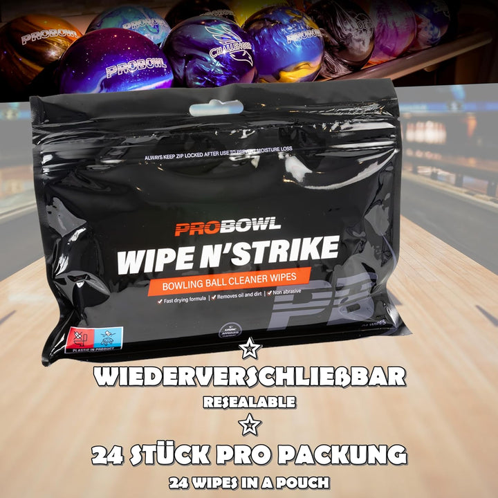 3x Bowlingball Reiniger Wipe n´Strike Reinigungstücher