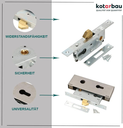 KOTARBAU® Hakenschloss Schiebetore Einsteckschloss 72/40 Schlosskasten Schiebetürschloss Hakenfallen