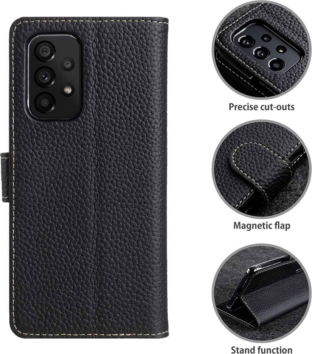 STILGUT Talis kompatibel mit Samsung Galaxy A53 5G Hülle mit Kartenfach aus Leder, Wallet Case, Lede