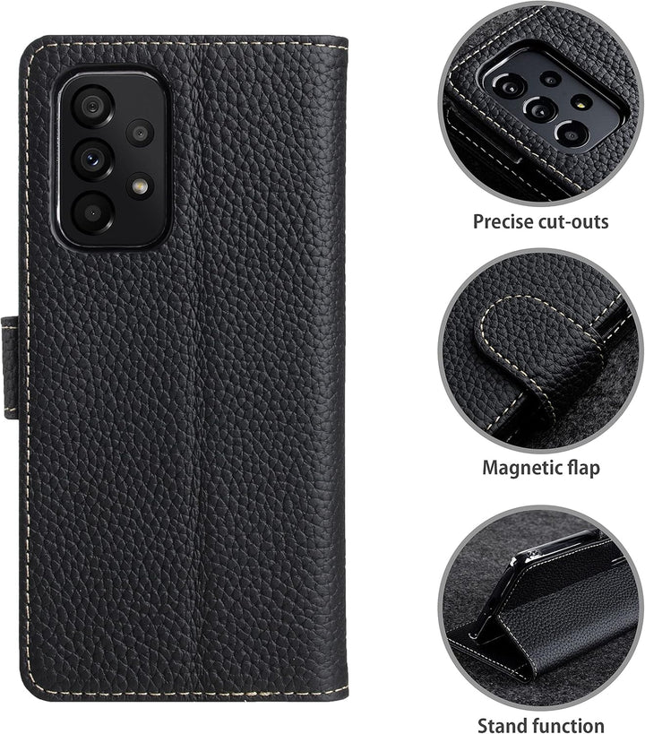 STILGUT Talis kompatibel mit Samsung Galaxy A53 5G Hülle mit Kartenfach aus Leder, Wallet Case, Lede