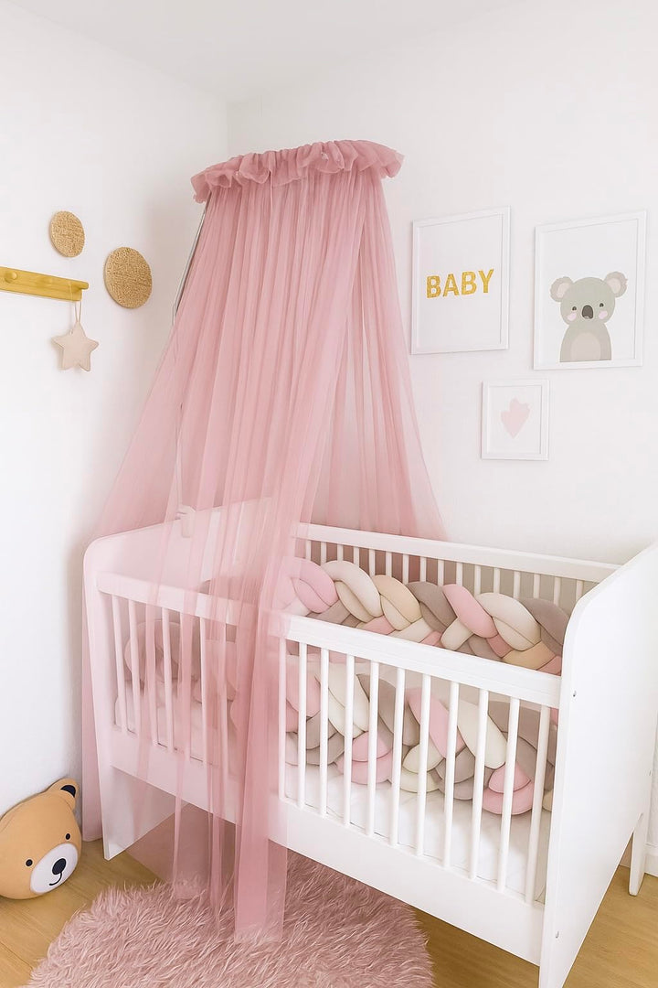 Baby Fancyroom Betthimmel für Babybett Gitterbett Kinderbett 300x180 cm – feiner Tüll, handgefertigt