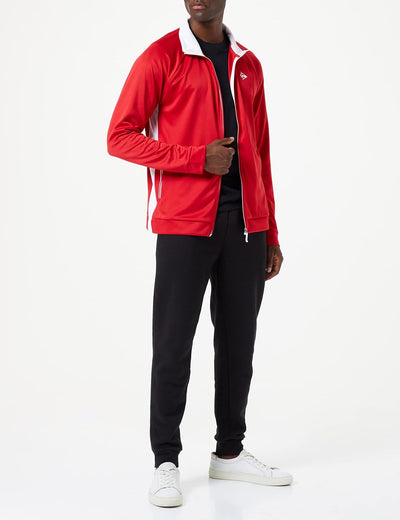 DUNLOP Herren CLUB KNITTED JACKET, Sport Tennis Jacke, Rot/Weiss