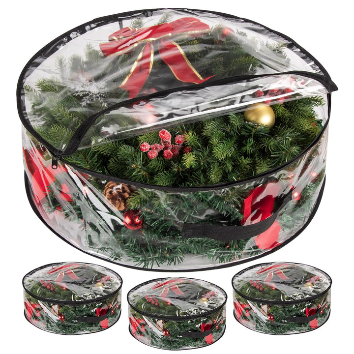 Transparente Aufbewahrungstasche für Weihnachtskranz, Girlande, wasserdicht, Weihnachtsdekoration, O
