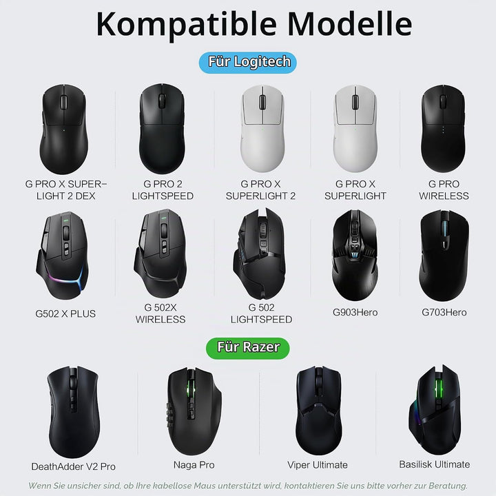 Lade-Station für Logitech Maus G PRO X Superlight 2, G502/G502X Plus Lightspeed, G703, G903, G PRO W