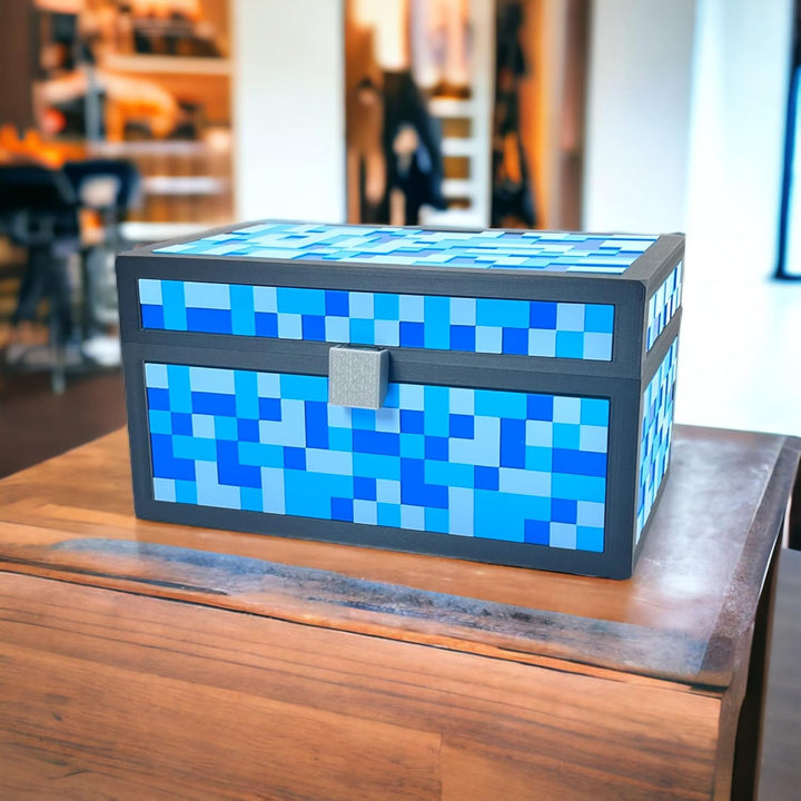 XXL Kinder Truhe - 3D-Spielbox im Pixelstil - Bunte Dekoration für Kinderzimmer - Leicht und geräumi