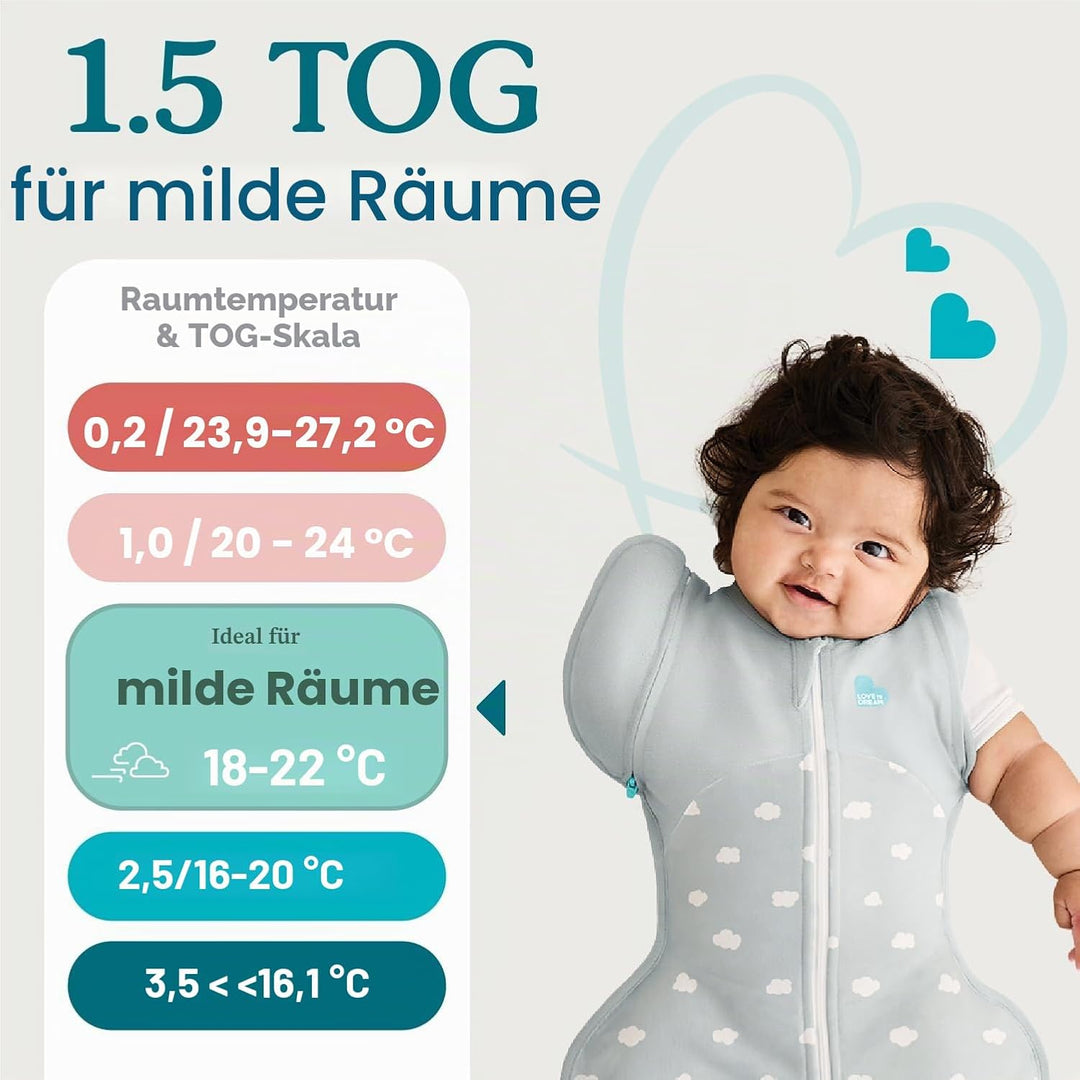 Love To Dream™ Swaddle UP™, Klein 3,5–6 kg – Twigs Oatmeal, enge Passform, unterstützt gesunde Schla