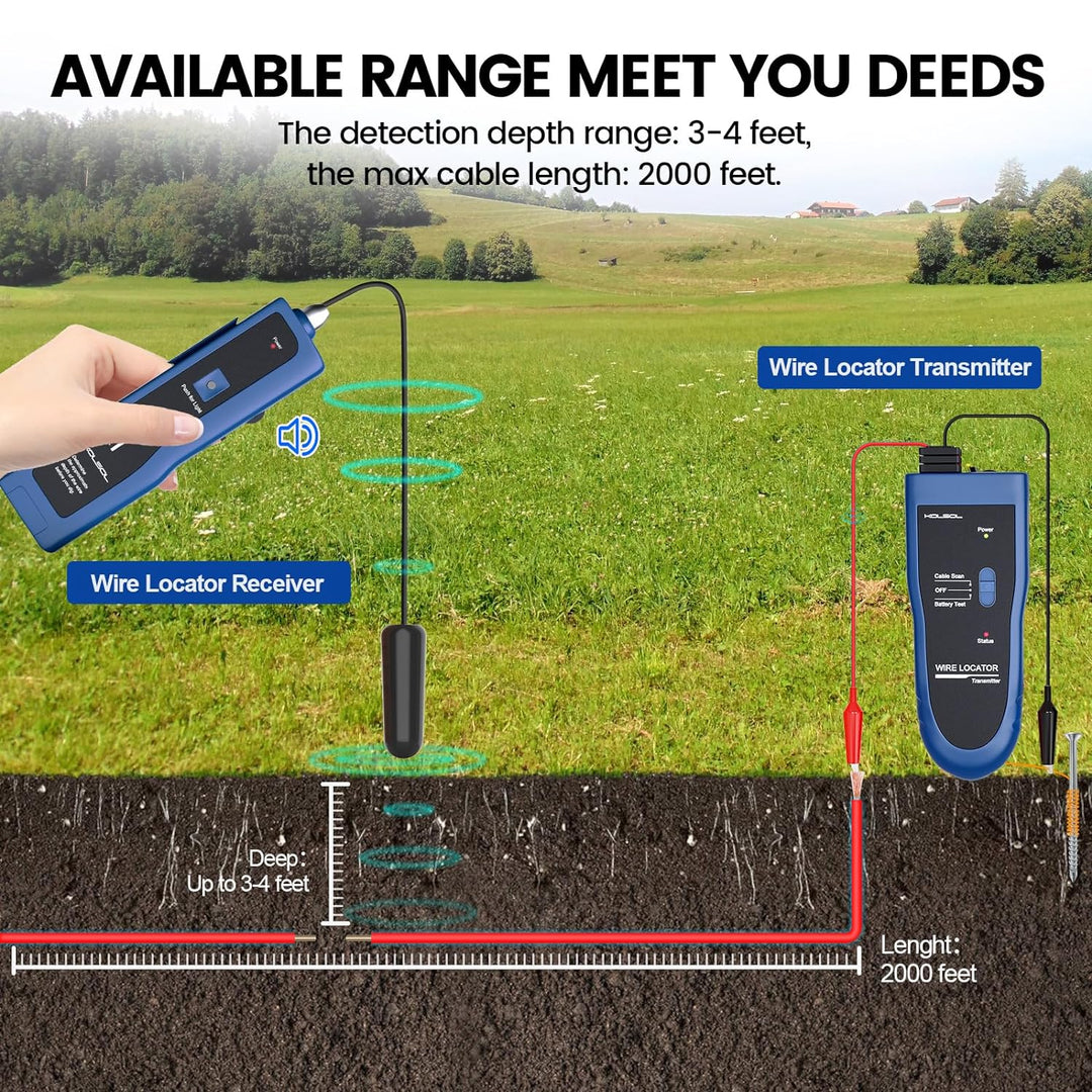 KOLSOL Erdkabel-suchgerät, Kabeltester F02 Pro für Kabelsuchgerät Locate Control Drähte Kabel Hausti