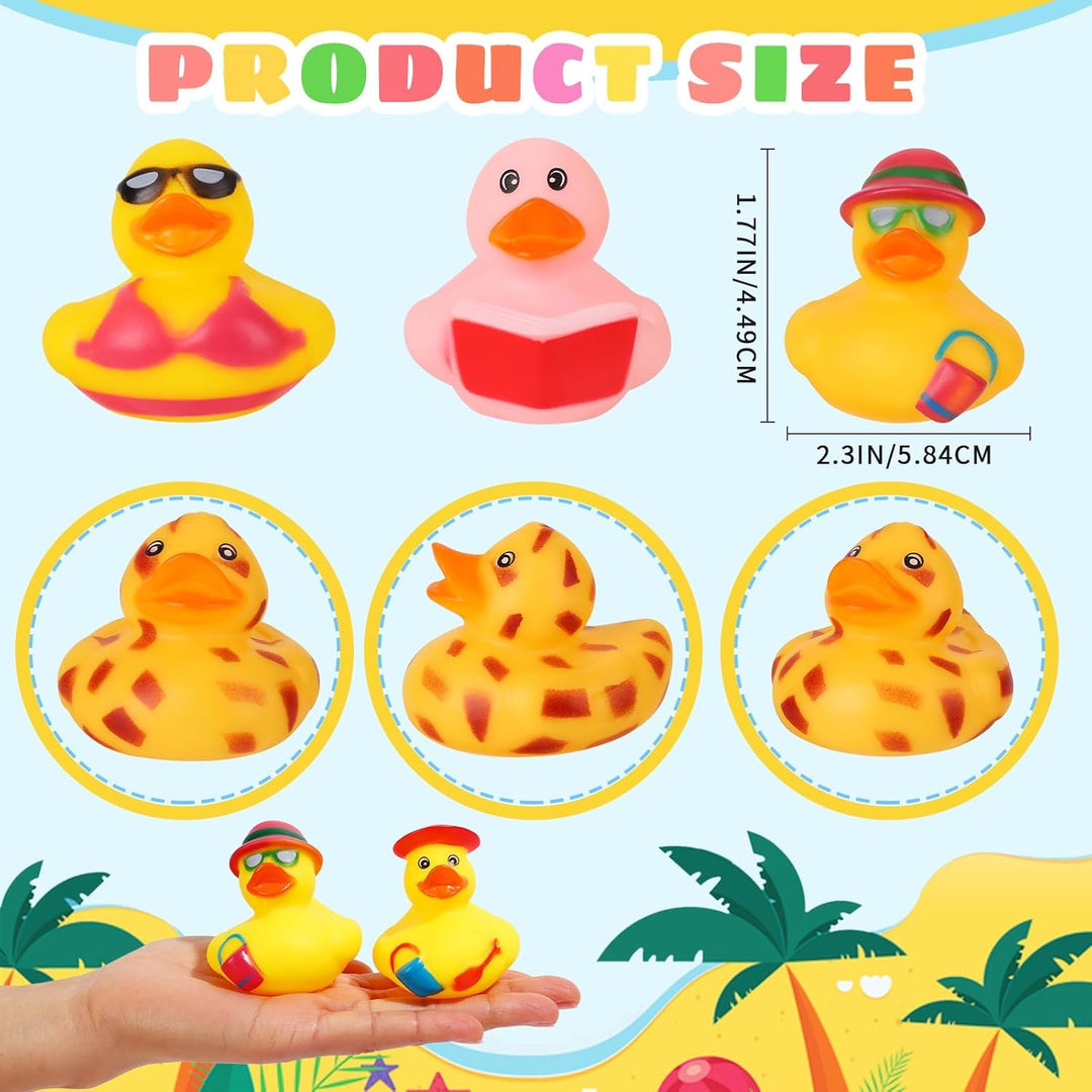 SCIONE 24 Stück Badeenten – Niedliches Gummi-Enten Set für Baby Shower, Geburtstag &amp; Poolparty | Was