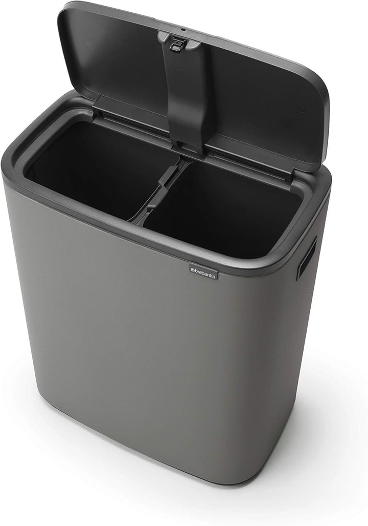 Brabantia 221460 Bo Touch Bin – 2 x 30 Liter Inneneimer (Mineralbeton grau) Abfalleimer / Recycling
