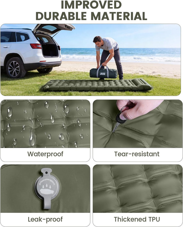 WARMTUYO Isomatte, Luftmatratze Camping mit Elektrisch Pumpe, 12CM Dicke Matratze Outdoor Aufblasbar