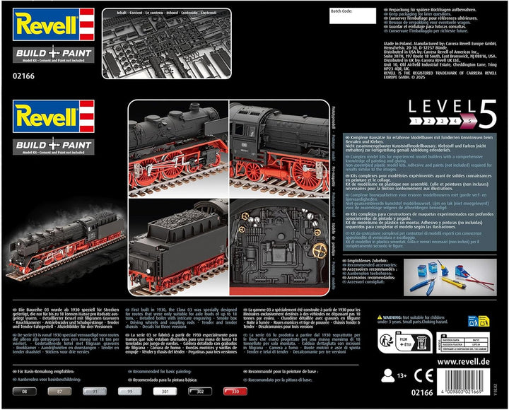 Revell Modellbausatz I Schnellzuglokomotive BR03 I Detailreicher Level 5 Bausatz I 136 Teile I Masss
