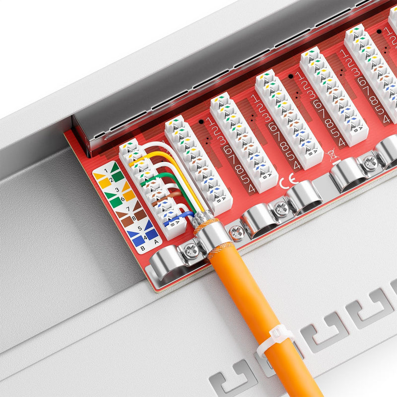 deleyCON CAT 6a Patchpanel Verteilerfeld 16 Port - Desktop 19" Zoll Rackeinbau Servermontage RJ45 Ge