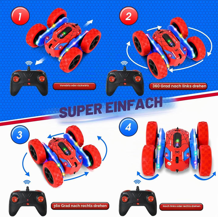 Ferngesteuertes Auto Spielzeug, 2.4Ghz 360° RC Auto Flip, 4WD Drift Spider RC Autos, Monstertruck Re