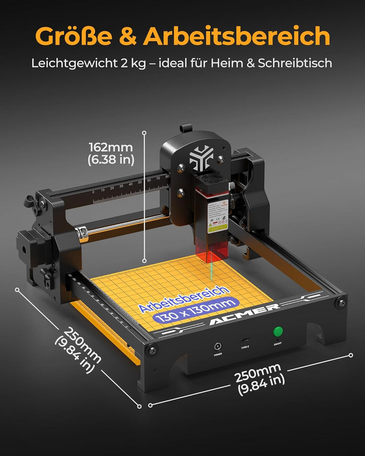 Acmer T1 Lasergravierer 3.5W, Tragbarer Mini Lasergravur Maschine, 0.01mm HochpräZiser Laser Cutter,