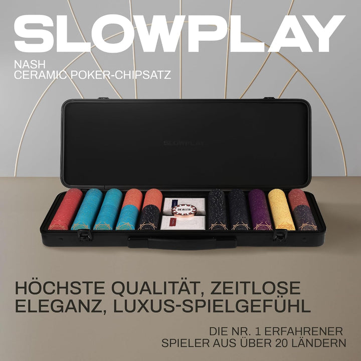 SLOWPLAY Nash Pokerset, 500 Keramik Pokerchips, Nummerierter Chipsatz | Profi pokerchips hochwertige