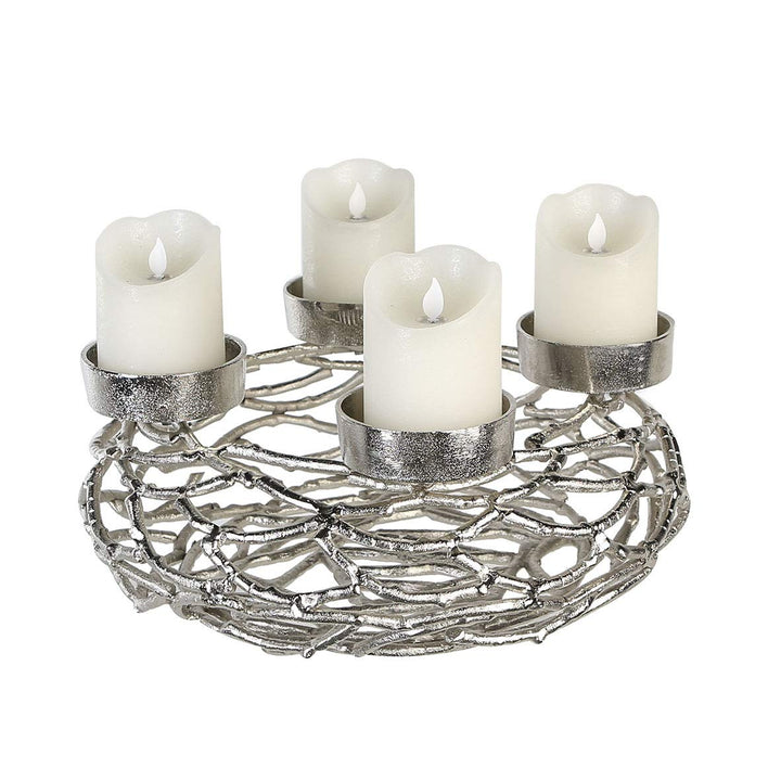 Casablanca Adventsleuchter Twigs antik-silberD.37cm [W]