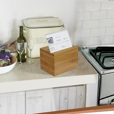 Oceanstar Bambus-Rezeptbox mit Trennwand, naturfarben, 17,3 cm B x 12,4 cm T x 13 cm H 6.80" W x 4.9