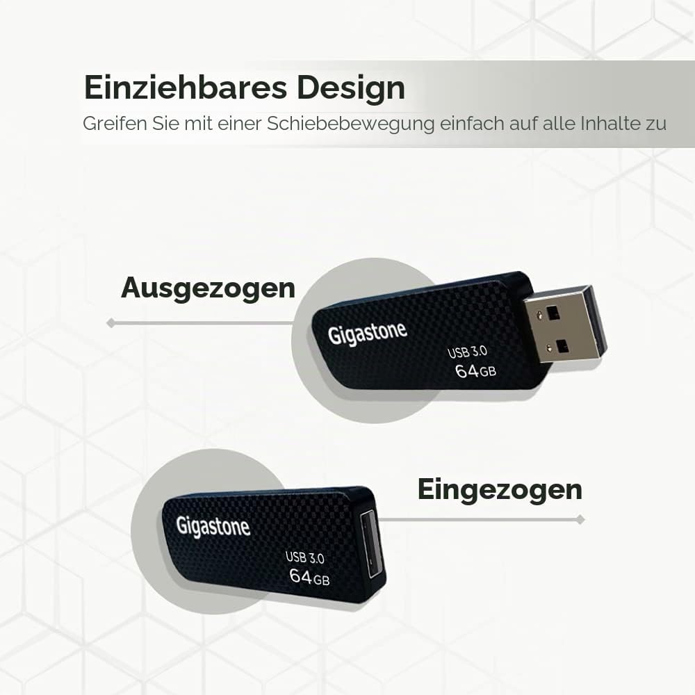 GIGASTONE 64GB Flash-Laufwerk (2 Stück) Z30 USB 3.2 Gen 1, 80MB/s UltraSchnell, Schlüsselring-Öse, P