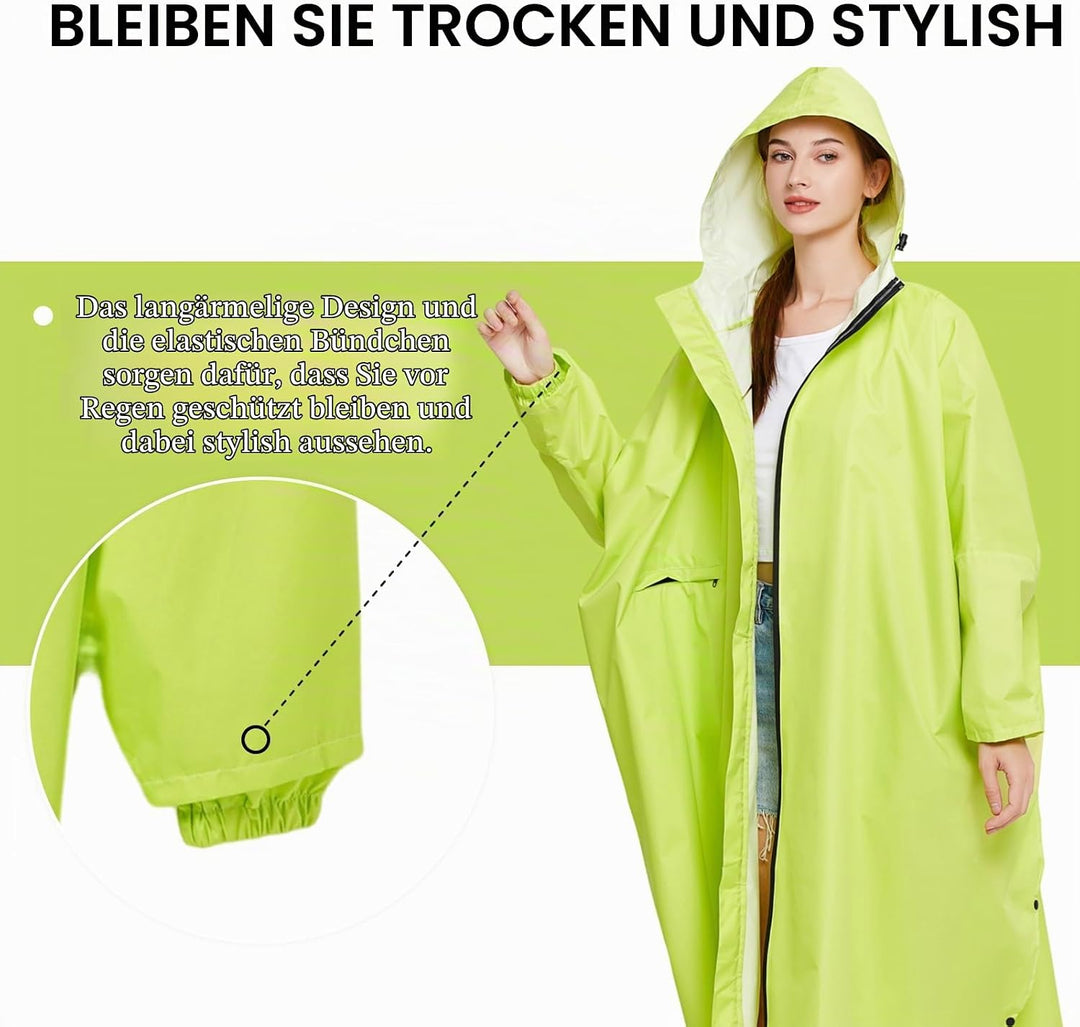 Ynport Crefreak Damen Lange Wasserdichte Regenmäntel Leichter Regenponcho Packbare Outdoor-Regenbekl