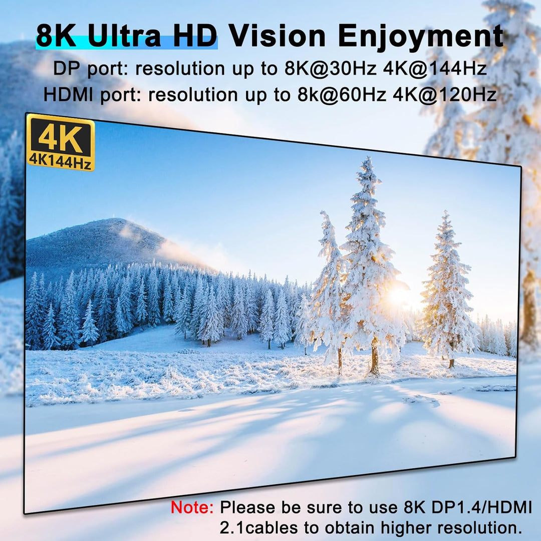 KVM Switch 3 Monitore 4 PC, Displayport HDMI USB 3.0 KVM-Umschalter für zwei Monitore, unterstützt 4