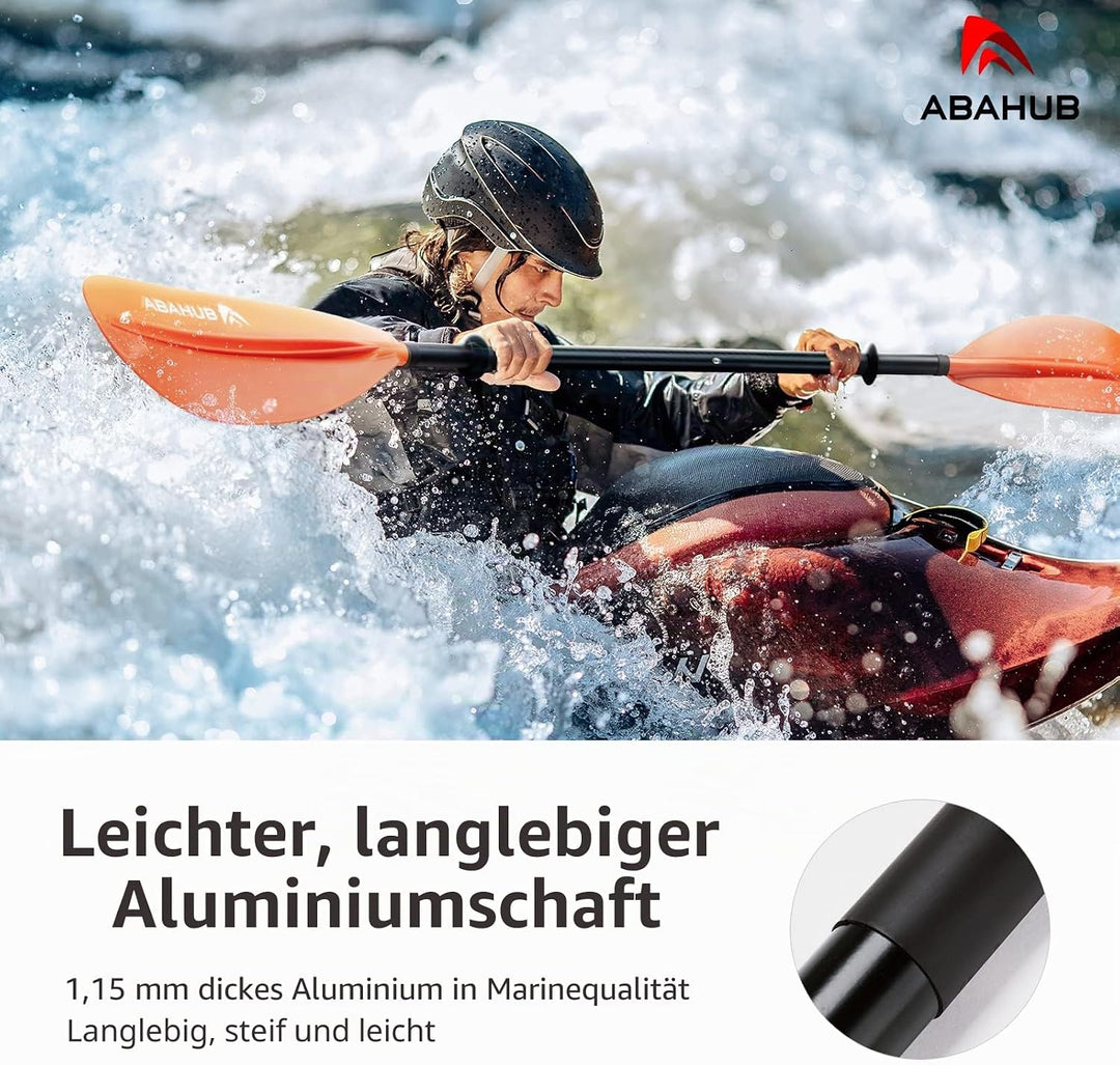 Abahub 218/230/241cm Kajak Paddel Aluminium Doppelpaddel mit Paddelleine für Kajakfahren Ruderboot K