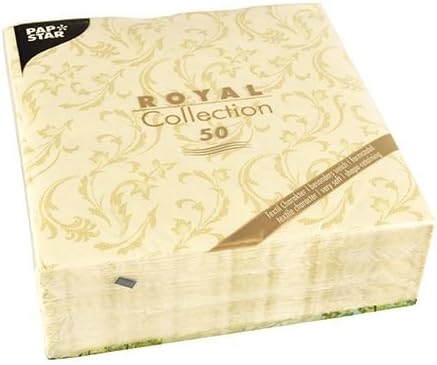 250 Servietten "ROYAL Collection" 1/4-Falz 40 cm x 40 cm champagner "Damascato" 84995 Papstar Premiu