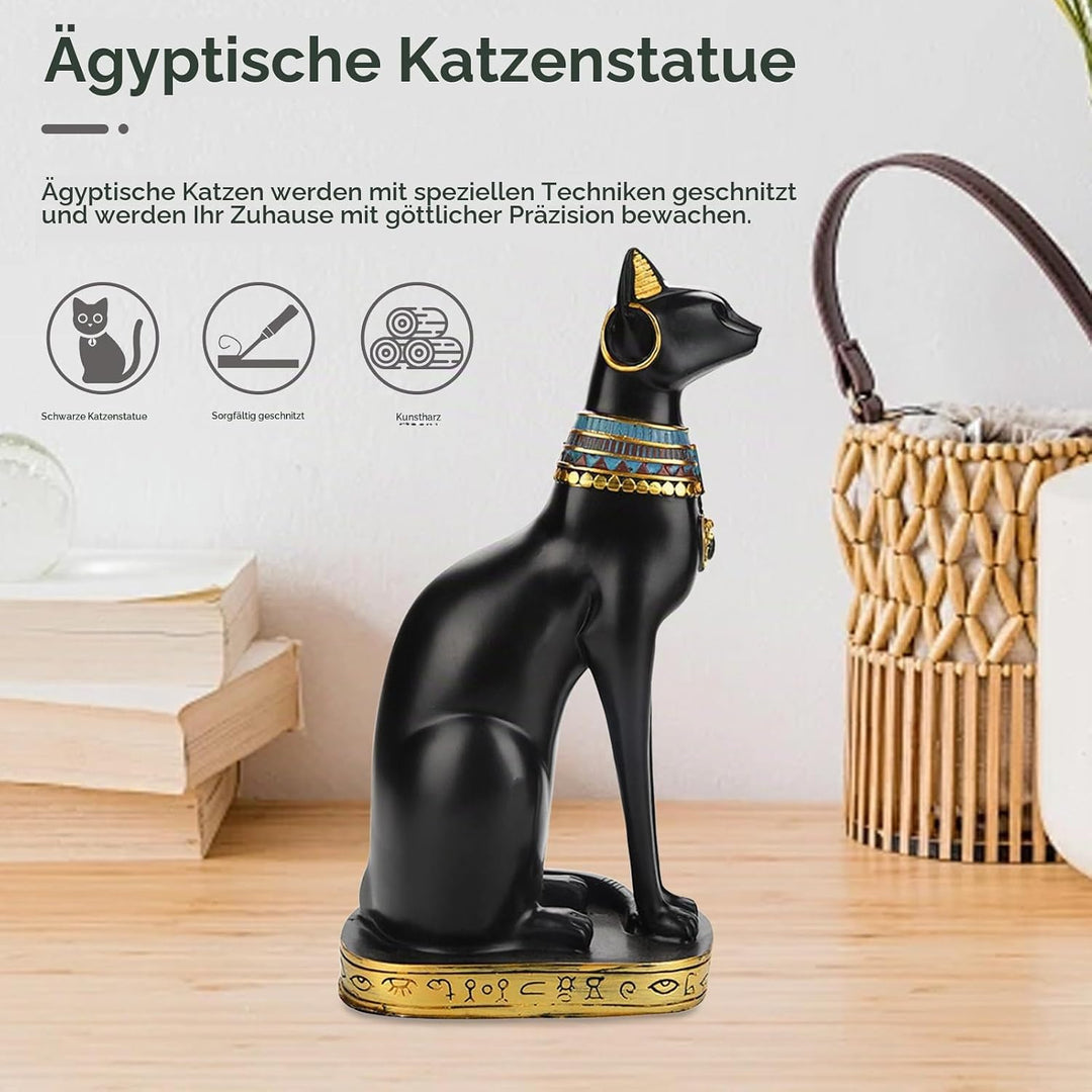 Cyrank Ägyptische Katzengöttin, Bastet Katze Sammlerstück Katzengöttin Statue mit Harz Ägyptische Ka