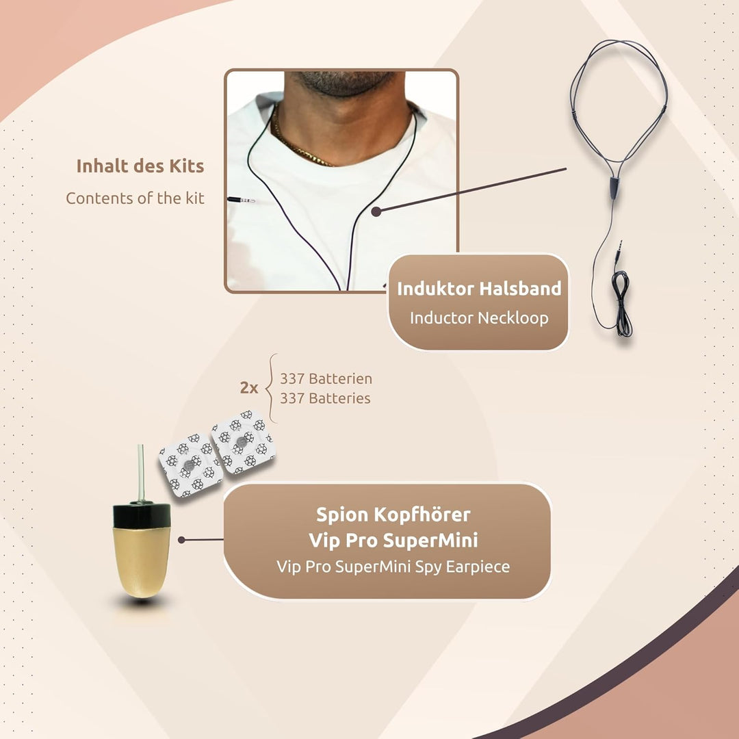 PingaOculto Spion Kopfhörer Prüfung Mini VIP Pro Unsichtbare Kopfhörer für Handy mit Mikrofon - Unsi