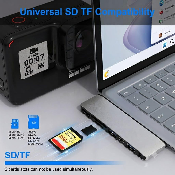 Surface Hub Dockingstation für Laptop mit 4K@30HZ HDMI +2*USB 3.0 +USB-C +SD/TF Kartensteckplatz +3,